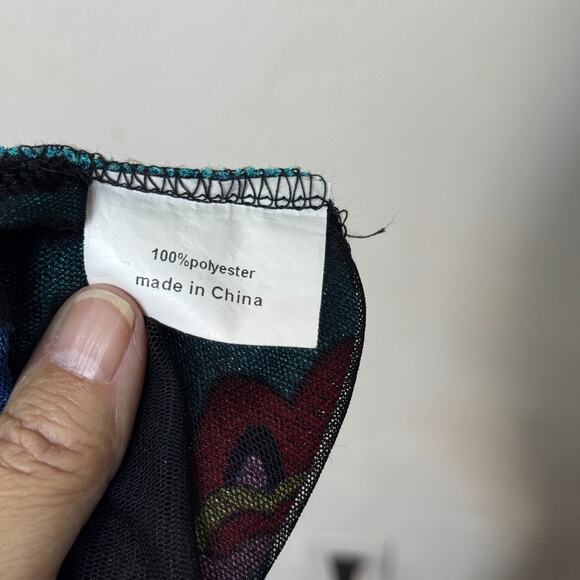 Boston Proper Womens Top Med Sheer Colorful Beaded Paisley Long Sleeve Festival - Picture 9 of 10